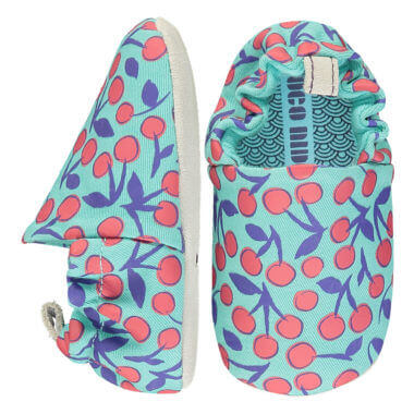 Zapatos bebé suela blanda Poco Nido Cherries turquois