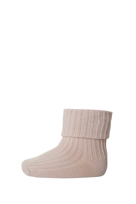 Wool rib baby socks rose dust