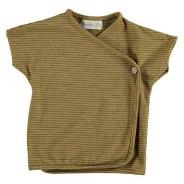 Samarreta creuada Pine ratlles mostassa 0-1 mesos